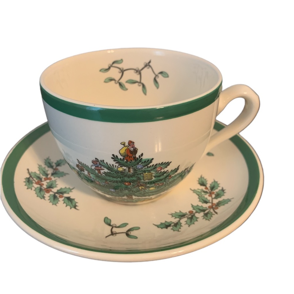 Spode England Christmas Tree teacup and saucer set